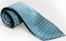 Hermes Equestrian Pattern Silk Tie Navy Teal Horseshoe Polo Mallet Paris EUC