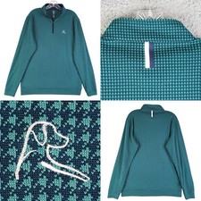 Rhoback Men's Quarter Zip Pullover Size Medium Green Houndstooth Golf LS