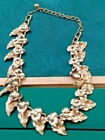 DISTINCTIVE Gold Tone Costume Jewelry 17" Long Leaf Themed Necklace