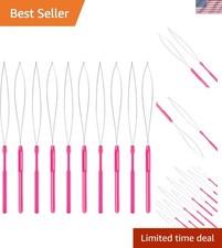 Versatile Hair Extension Loop Needle Kit - 10 Pieces in Rose Red for Every Need