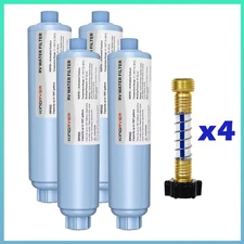 4 Pack RV Inline Water Filter With Hose Protector for 3/4" Garden Camper Hose