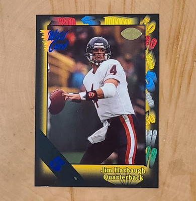 1991 Jim Harbaugh Wild Card 5 Stripe #64 Parallel SP Card NFL Chicago Bears