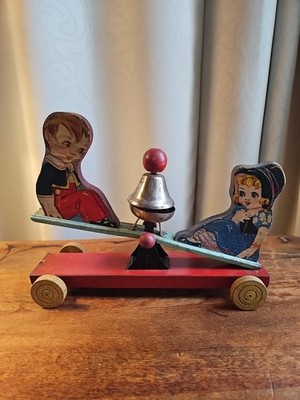 Vintage Children's Teeter-Totter on Wheels w/ Working Bell  