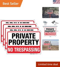 Large No Trespassing Signs Private Property, 10x14 Inch Aluminum, 4 Pack