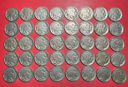 1900s US Buffalo Nickels Collection of 40 FULL DATE Buffalo Coins! X761