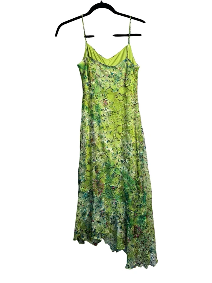 Vintage Cartise Midi Dress Cocktail Gown 6 Green Fairy Y2K 90s Ruffle Mesh Prom - Image 2 of 4