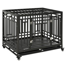 44'' Strong Pet Dog Crate Mobility Cage with Playpen Metal  Removeable Tray