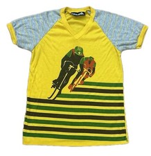 True Vintage 80s Cycling Fitted Shirt Womens Medium Ringer Single Stitch Rare