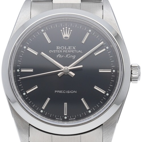 ROLEX Air king 14000(P) Stainless Steel mensWatch black USED