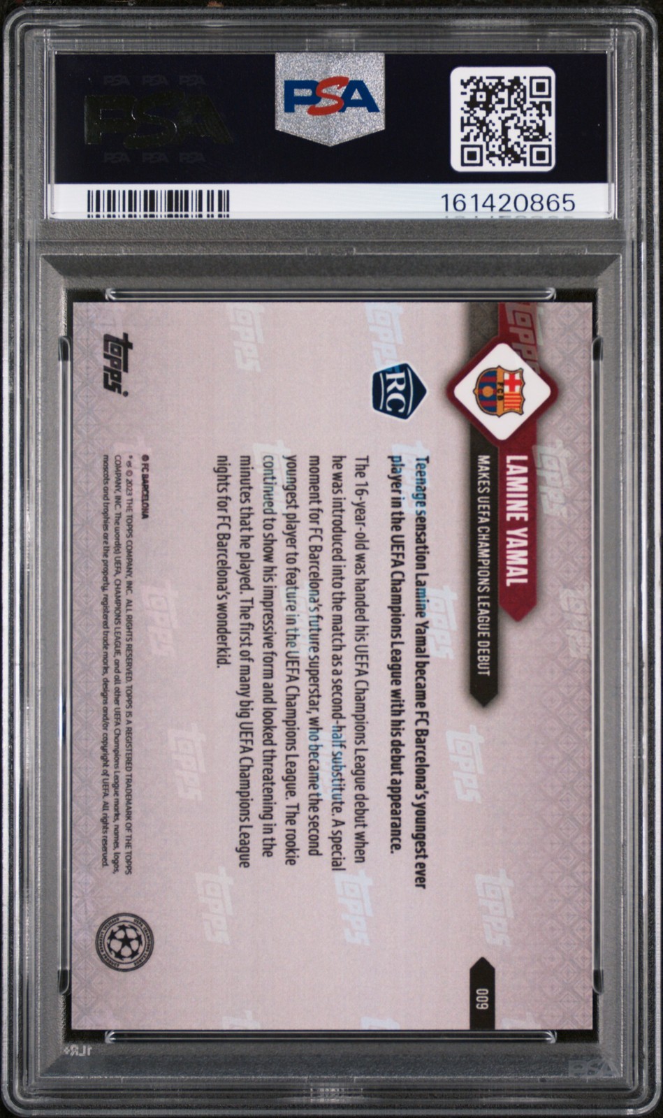 2023 TOPPS NOW CHAMPIONS LEAGUE #9 LAMINE YAMAL ROOKIE RC PSA 9 view 2