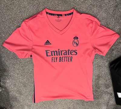 Real Madrid 2020/21 Away Shirt Pink Adidas Emirates Fußball Trikot - XL