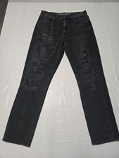 American Eagle Outfitters Distressed Denim Black Jeans Women's Size 6 Mom Jeans