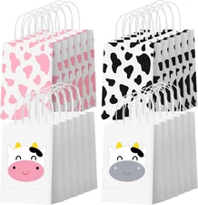 Patelai 24 Packs Party Favors Bag Print Gifts Bags with Handles, Themed Goodie T
