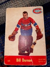 1955-56 PARKHURST NHL HOCKEY ROOKIE CARD BILL DURNAN GOALIE MONTREAL CANADIENS