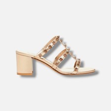 Sandalia para mujer Valentino Garavani dorada Rockstud Slide zapatos tallas L:40 R:40,5