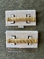 1980 s Vtg Christian DIOR Gold Crystal Hair Barrette New On Orig Card RARE PAIR