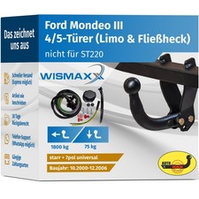 ANHÄNGERKUPPLUNG starr für Ford Mondeo III 00-06 +7polig E-Satz ABE