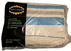 Vtg Tex Made Durablend Flannelette Sheet Blanket 80 x 100 White w Stripes Canada
