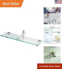 Floating Glass Shelf Kit 8x18 Clear Wall Mounted Tempered Glass Shelf