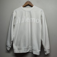 Lululemon Sweatshirt Women 8 Cream Logo Athleisure Activewear Gym Workout Sporty