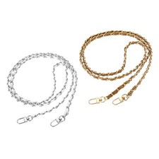2Pcs 47" Purse Chain Strap with Buckle for Bags White, Silver Light Brown, Gold 