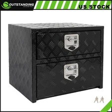 Aluminum 24"x18"x20" Storage Tool Box 2x Chain + 2x Lock For Truck Home Garage