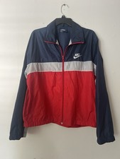 Nike Men's Colorblock Full-Zip Windbreaker Jacket Nylon Navy Red Gray M