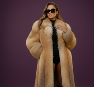 Women s Luxury Faux Mink Fur Long Coat Full Length Winter Overcoat Handmade