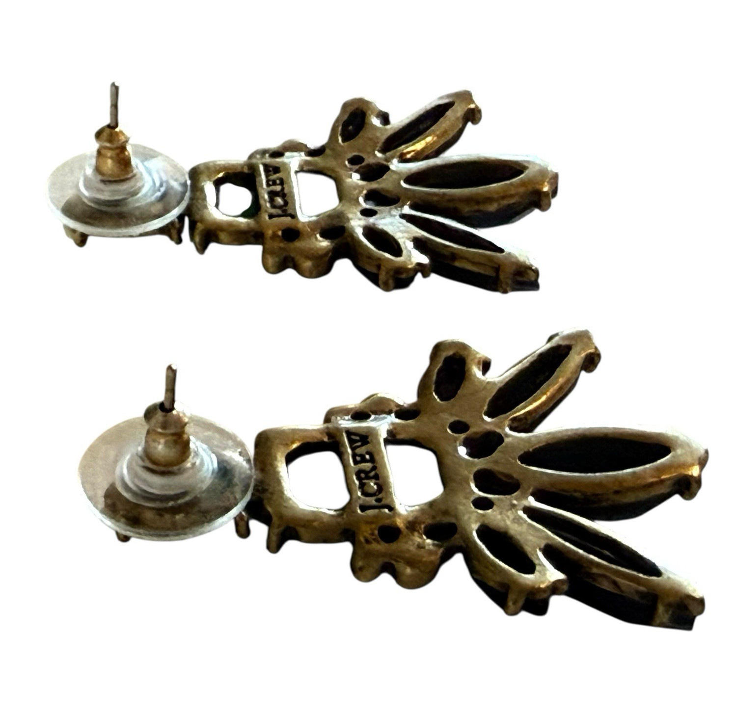 Signed J. Crew Cluster Statement Earrings Blue Te… - image 4