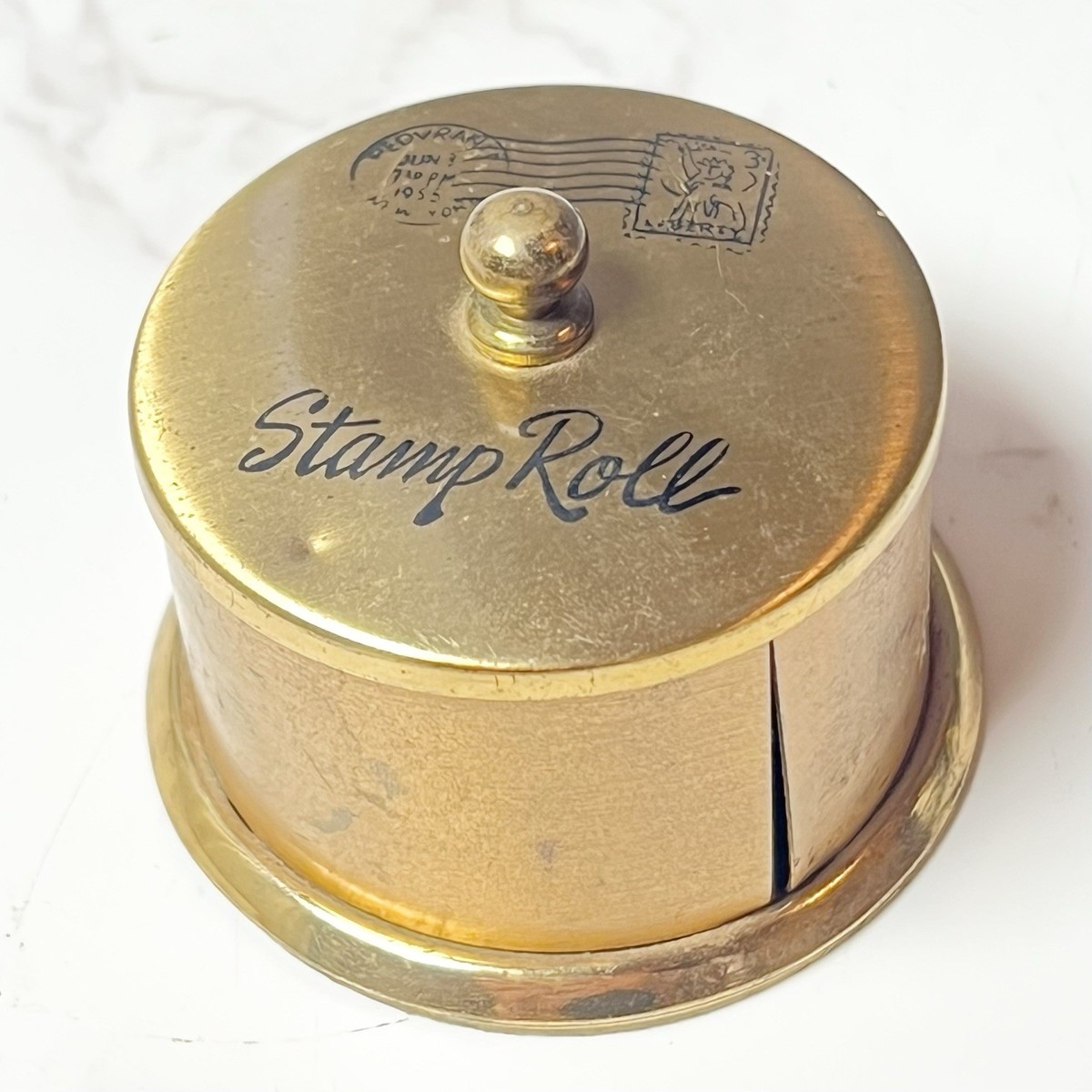 Vintage Brass Postage Stamp Roll Holder - Stamp Dispenser | eBay display picture 1
