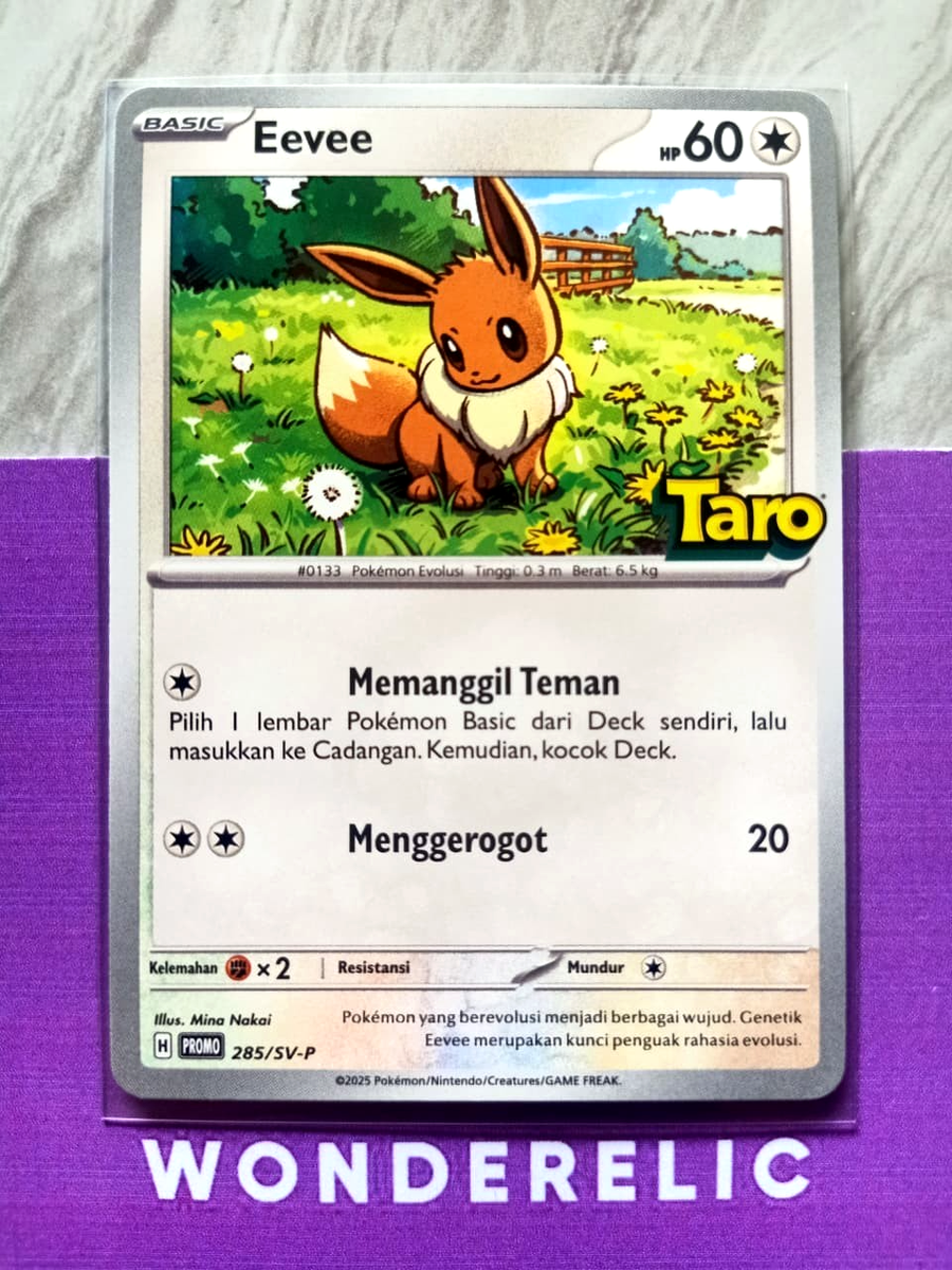 Eevee Taro 285/SV-P Pokemon Card Indonesia Exclusive Promo Taro