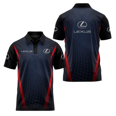 SALE! Custom Name Men's Lexus Racing Luxury Black White 3D Polo Shirt Size S-5XL