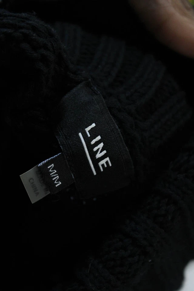 Suéter feminino Line malha cabo gola alta preto algodão orgânico tamanho médio - Imagem 4 de 4