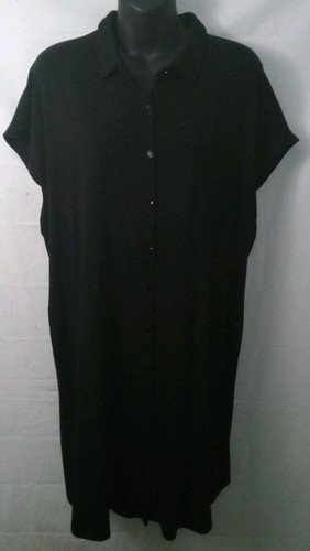 Eileen Fisher Viscose Blend Black Jersey Shirt Dress Sz Medium - Picture 2 of 7