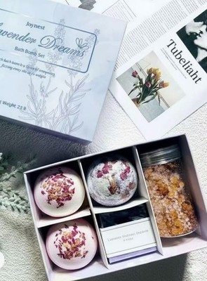 Joynest brand Lavender Dreams bath bomb gift set.