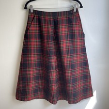 Vintage 80s Lauren Ralph Lauren Red Plaid Circle Skirt Tartan 29 Size 10