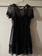 H&M Divided Women s Black Solid Lace A-Line S...