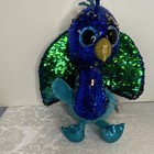 TY Flipables Peacock Teal Plush Glitter Eyes Stuffed Animal 10 Tyson NWT — photo 7