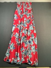 Xhiliration Smocked Maxi Dress Red Floral Medium Strapless 46” Box X