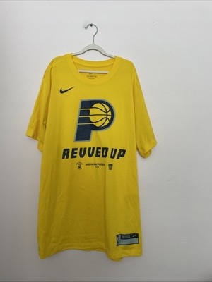 Mens Nike NBA Indiana Pacers Revved Up 2024 Yellow Short Sleeve Shirt - Size XL