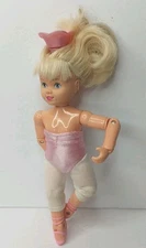 Vintage Lewis Galoob Toys Bouncin Kids Ballerina Doll 7" 1989 Ballet Spins Crown