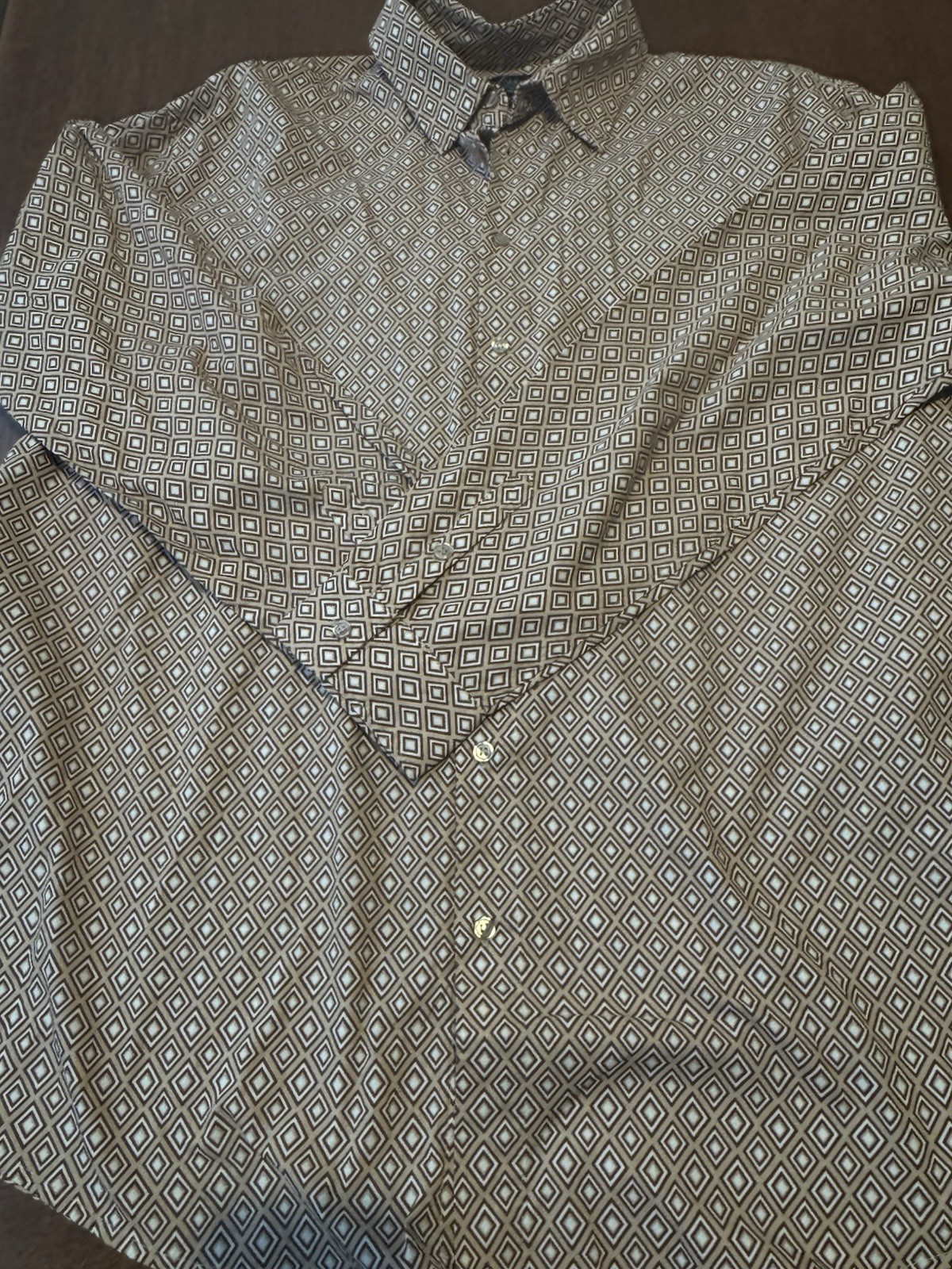 ABBOTT ELEMENTARY BUTTON DOWN GEOMETIC DESIGN DRE… - image 1