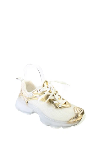 Baskets athlétiques femme Christian Dior texturées blanches et dorées pointure 6,5