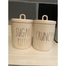 New Rae Dunn By Magenta Canister Lot CRUNCHY  SUGAR RUSH ivory/gold