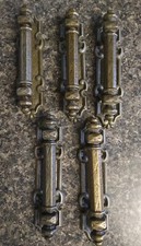 Lot of 5 VTG Brass Drawer Cabinet Pull Handles with Back Plates-3" CC- PBI 9306