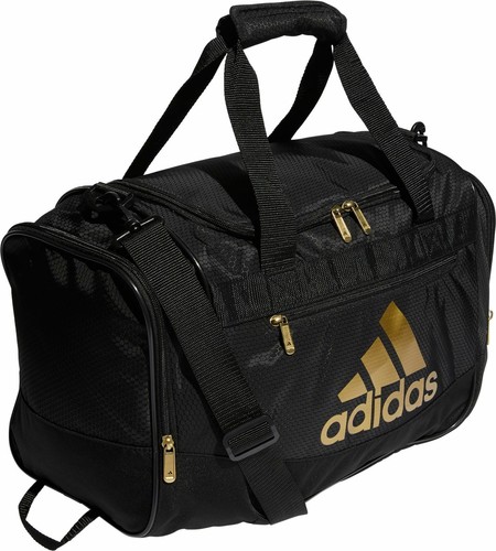 ADIDAS DEFENDER Small DUFFEL Gym Bag Soccer Duffle Black/Gold crossfit fitness - Picture 1 of 6