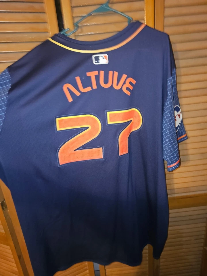 Houston Astros Jose Altuve #27 Nike Navy City Connect Official MLB Elite Jersey - Image 2 of 4