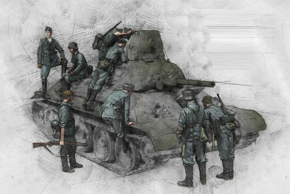 1/35 Scale Resin Figures Model Kit WW2 German Tank Crew (8 Figures