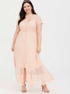 peach lace maxi dress