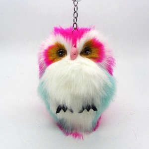 Fluffy Owl Keychain Cute Bird Keyring Faux Fur Pompoms Plush Key Ring Chain 15x8 | eBay